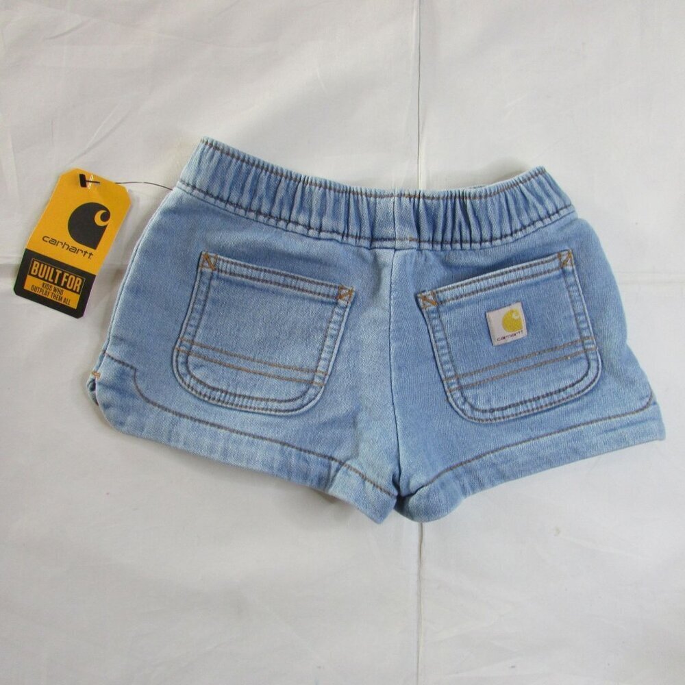 Carhartt Girl's 12M Elastic Waistband Stretch Jean Shorts Light Wash BS9301